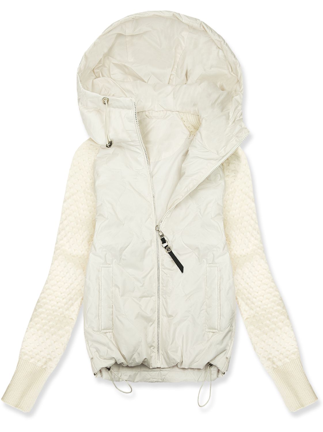 Damen-Übergangsjacke mit Strickärmeln Ecru