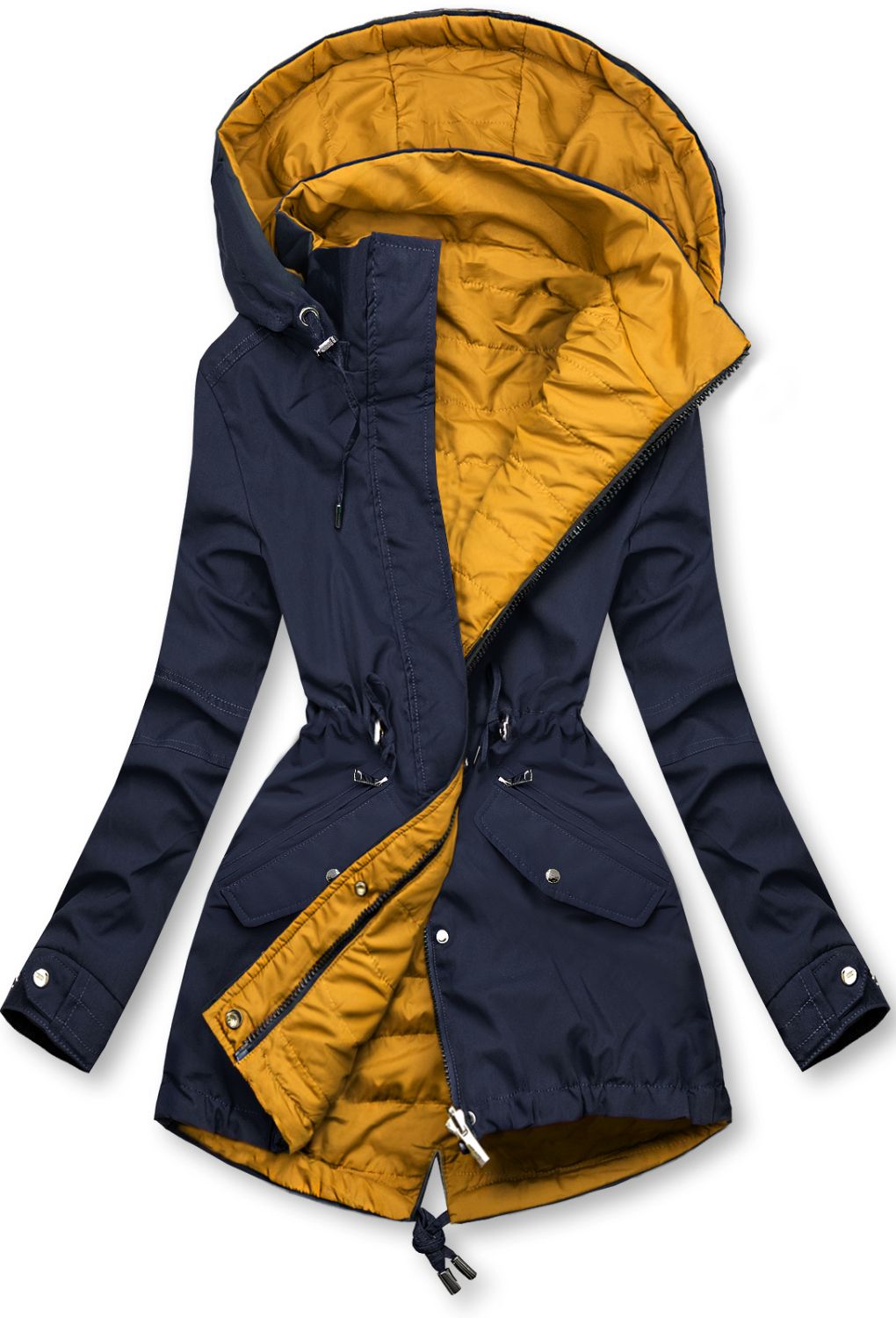 Wendejacke mit abnehmbarer Kapuze Navy/Gelb