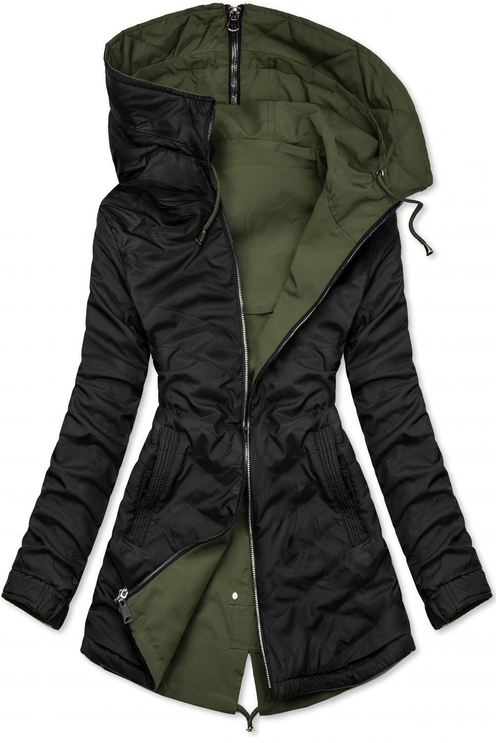 Frühlings-Wendeparka khaki/schwarz