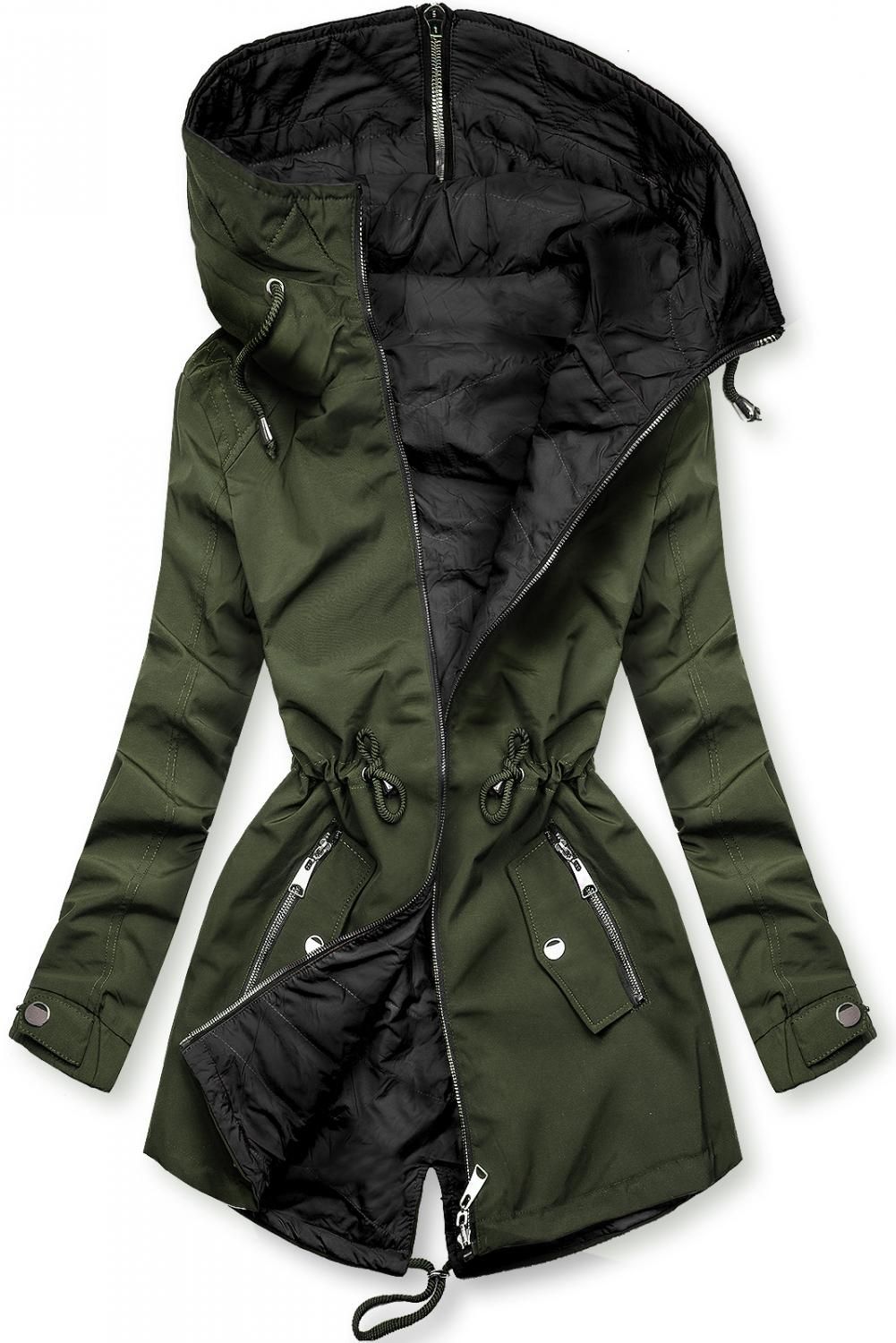 Frühlings-Wendeparka khaki/schwarz