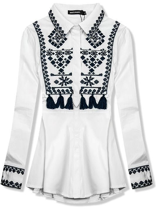 Bluse mit Stickerei weiß