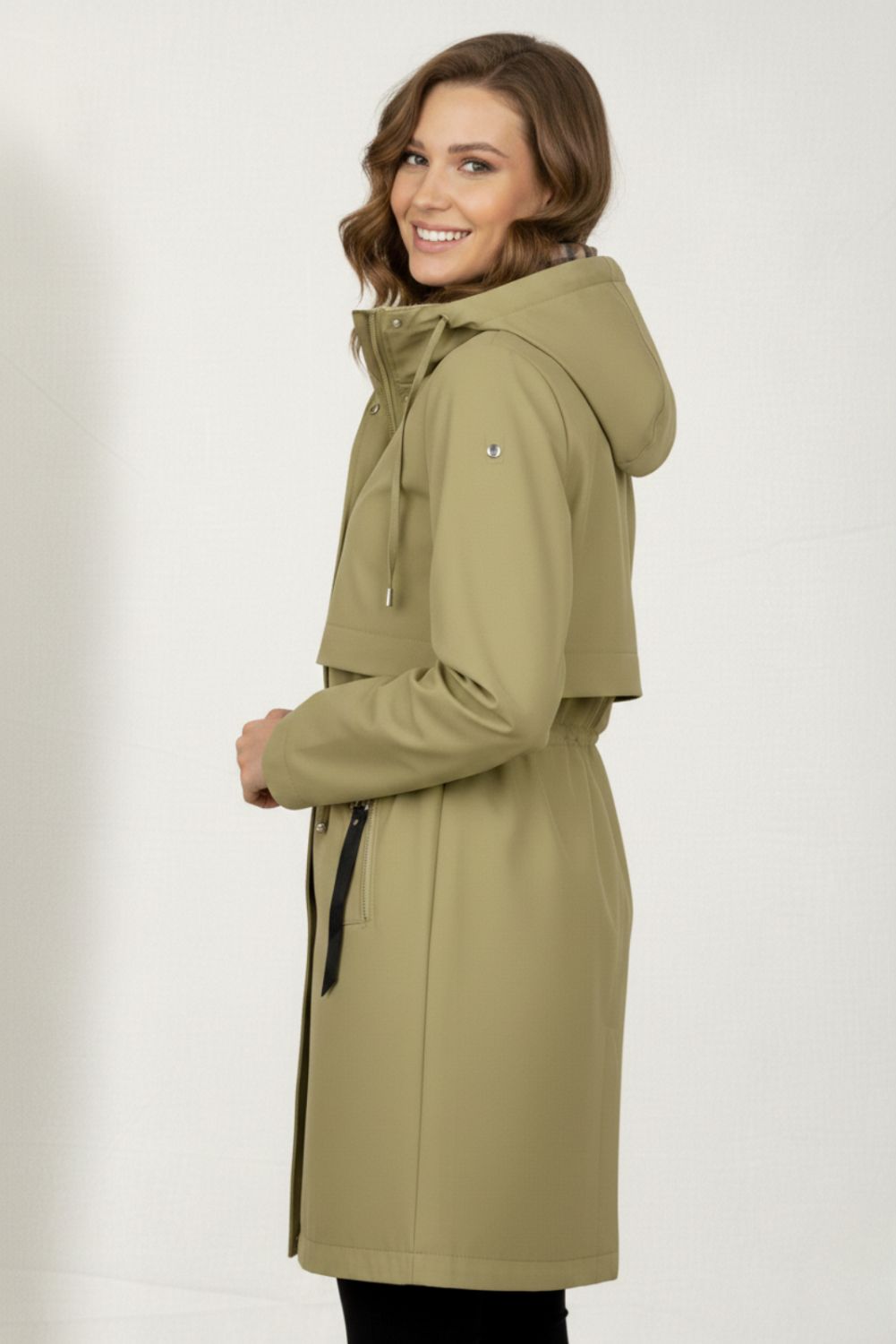 Trenchcoat mit kariertem Futter, dark beige