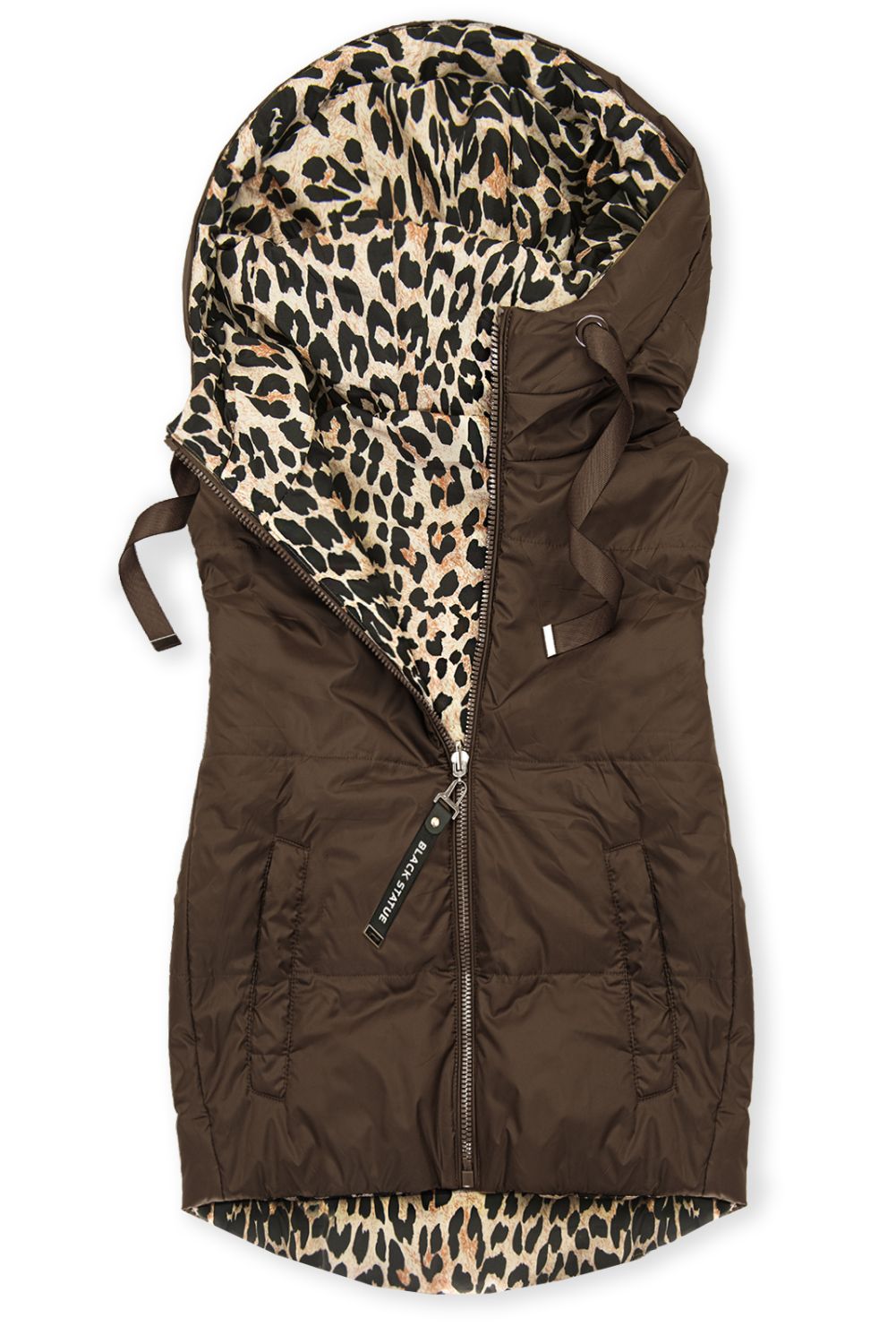 Wende-Weste mit Leopardenmuster, Schokoladenbraun