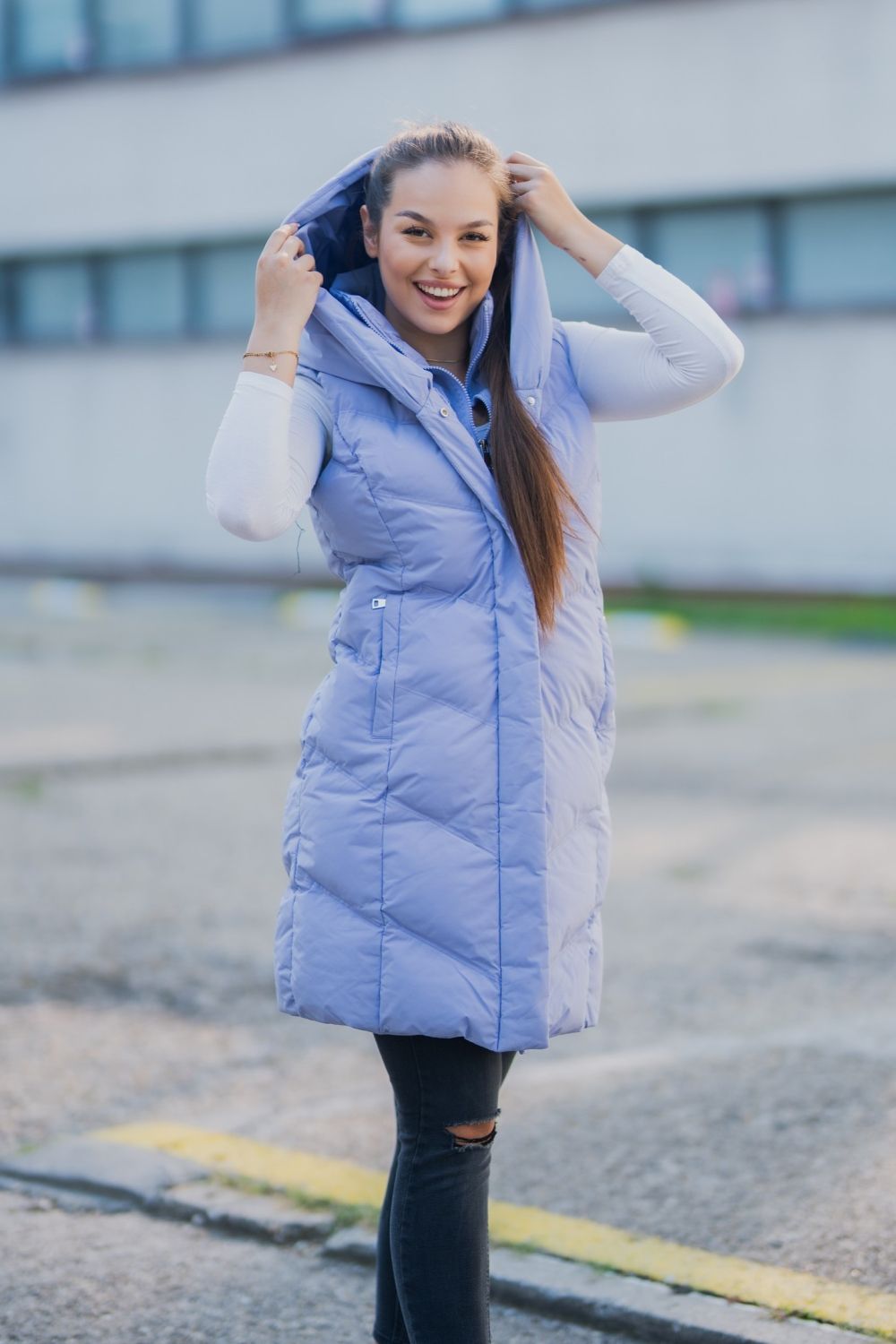 Steppweste mit Kapuze Smaragdgrün