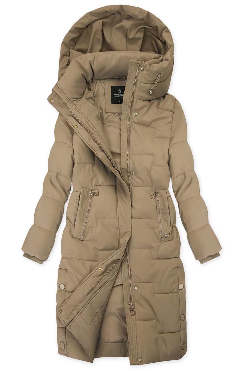 Gesteppte Winterjacke im verlängerten Schnitt, Beige