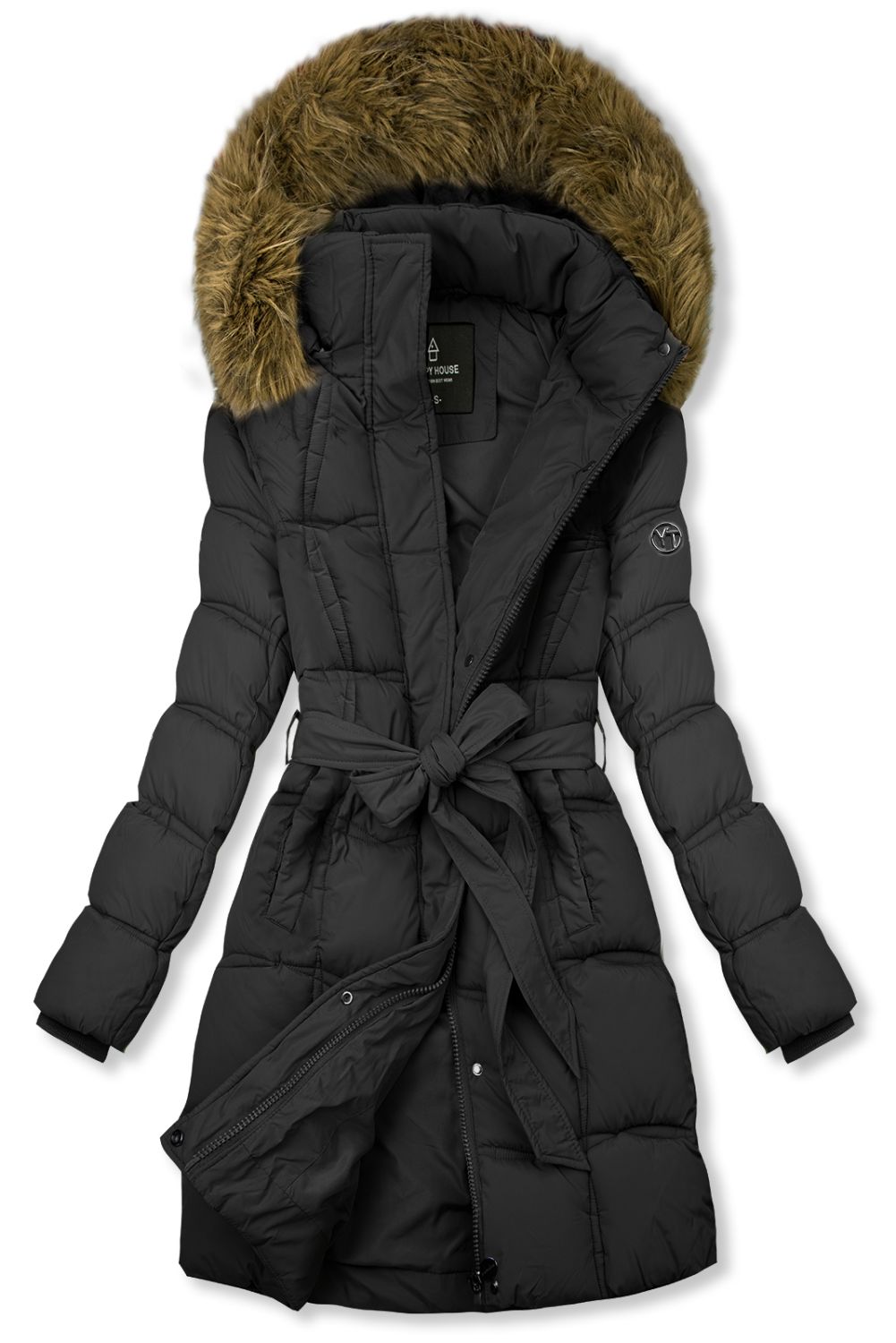 Winterjacke mit Gürtel Schwarz