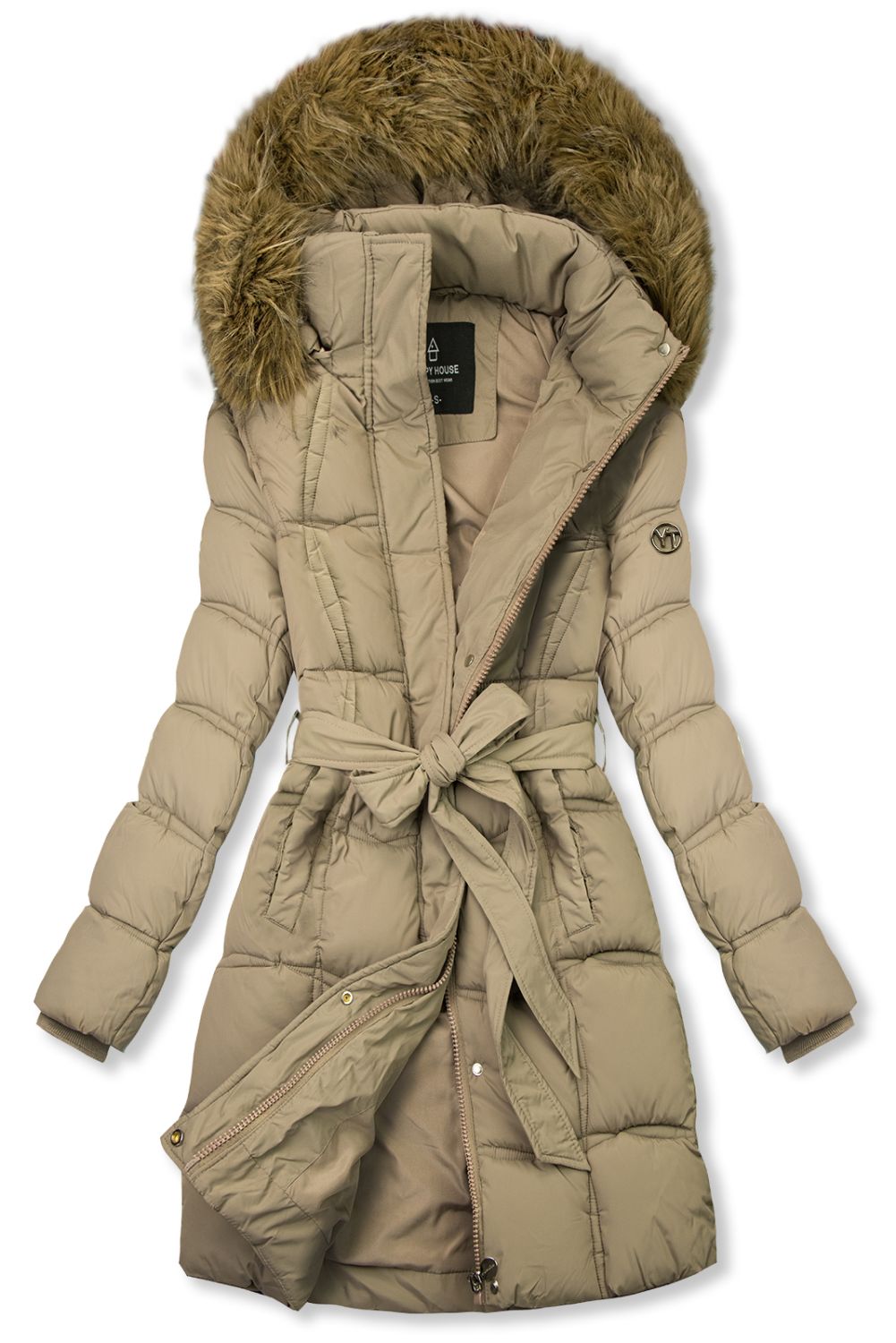 Winterjacke mit Gürtel Braun