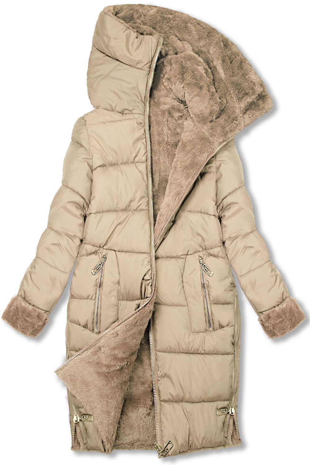 Damen Winterjacke zum Wenden Beige