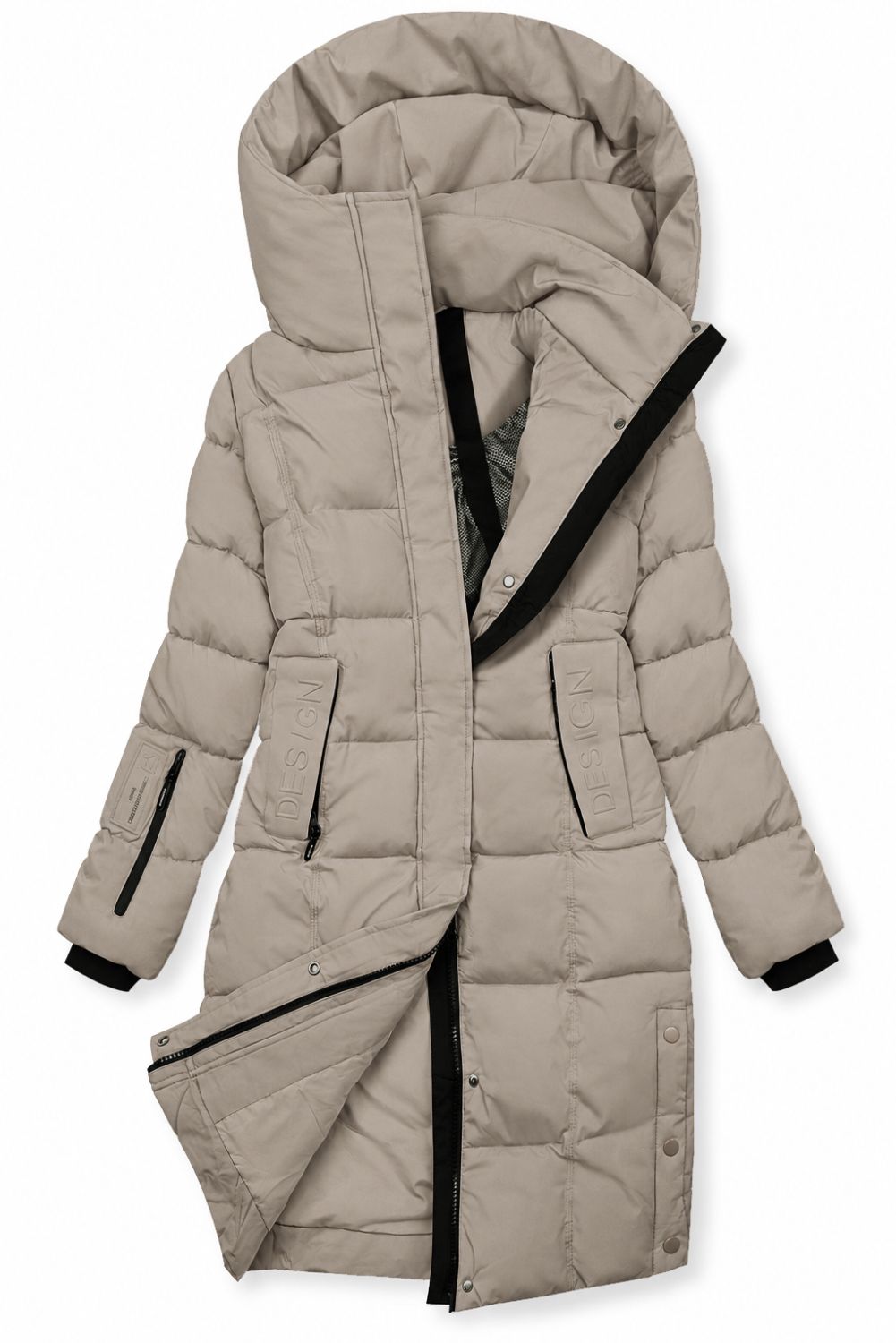 Damen-Winterjacke mit Kapuze DESIGN Beige