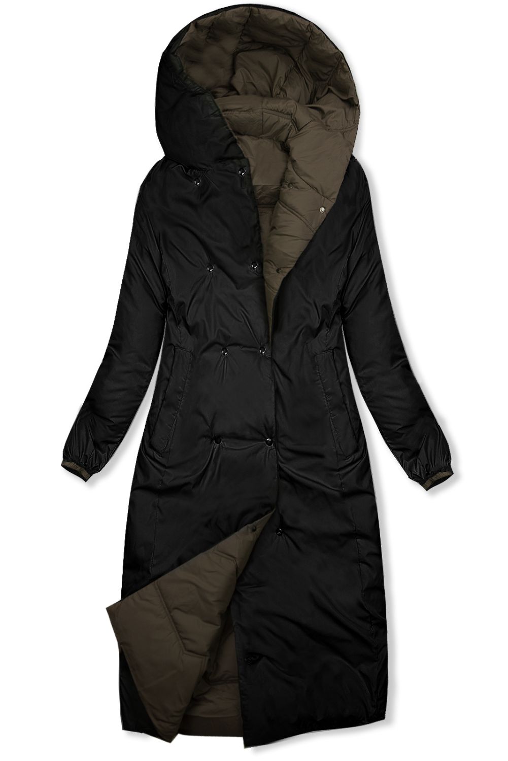 Doppelseitiger Wintermantel Braun/Schwarz