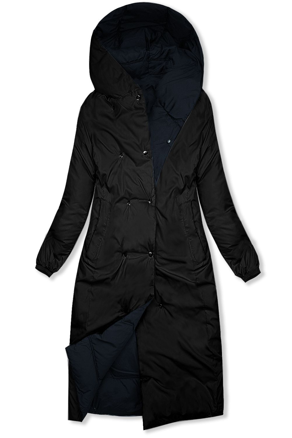 Doppelseitiger Wintermantel Navy/Schwarz
