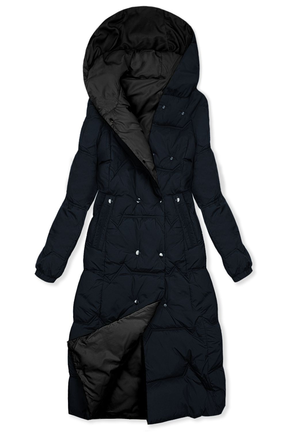 Doppelseitiger Wintermantel Navy/Schwarz