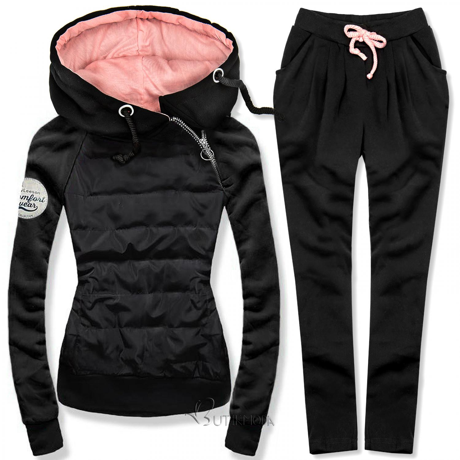 Trainingsanzug schwarz-rosa