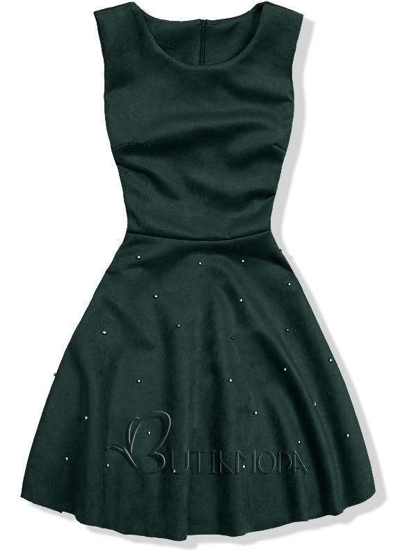 Kleid ohne Ärmel mit Perlen grün