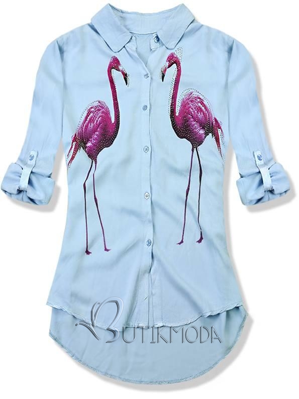 Hemd mit Flamingo hellblau