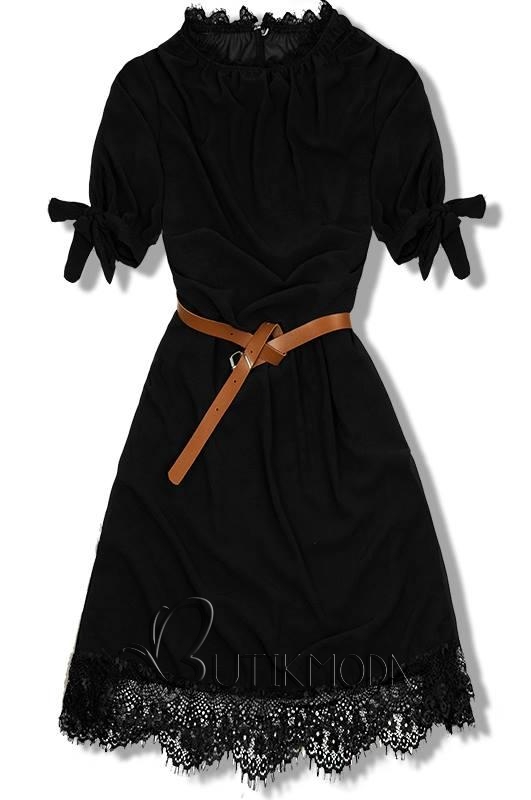 Kleid mit Gürtel schwarz