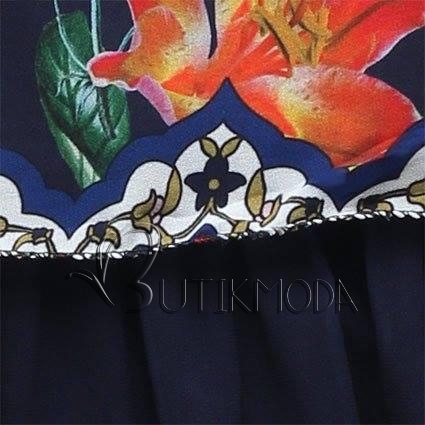 Volantkleid mit Blumenprint dunkelblau