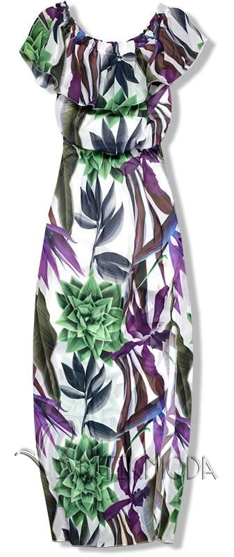Langes Kleid mit Blumenprint lila/grün