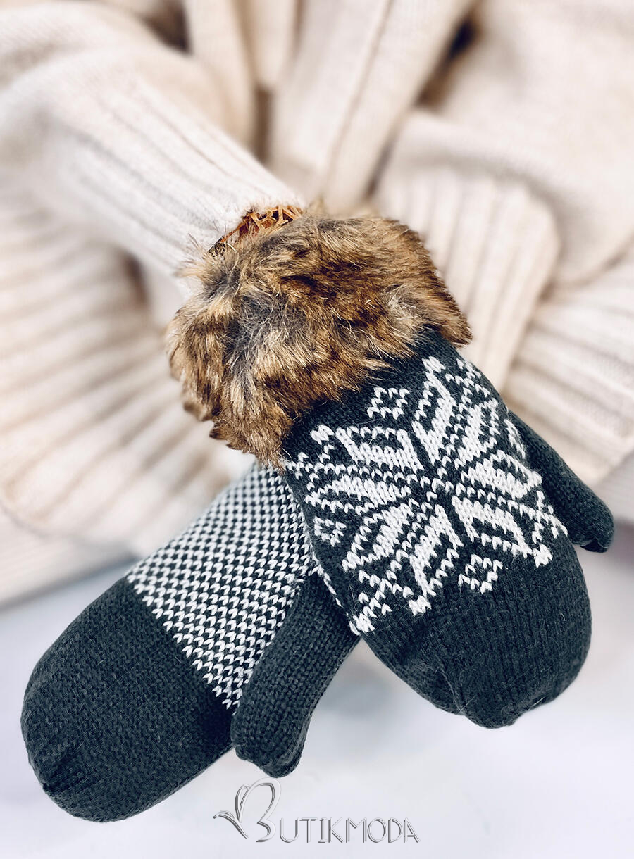 Fäustlinge mit Wintermotiv Anthrazit