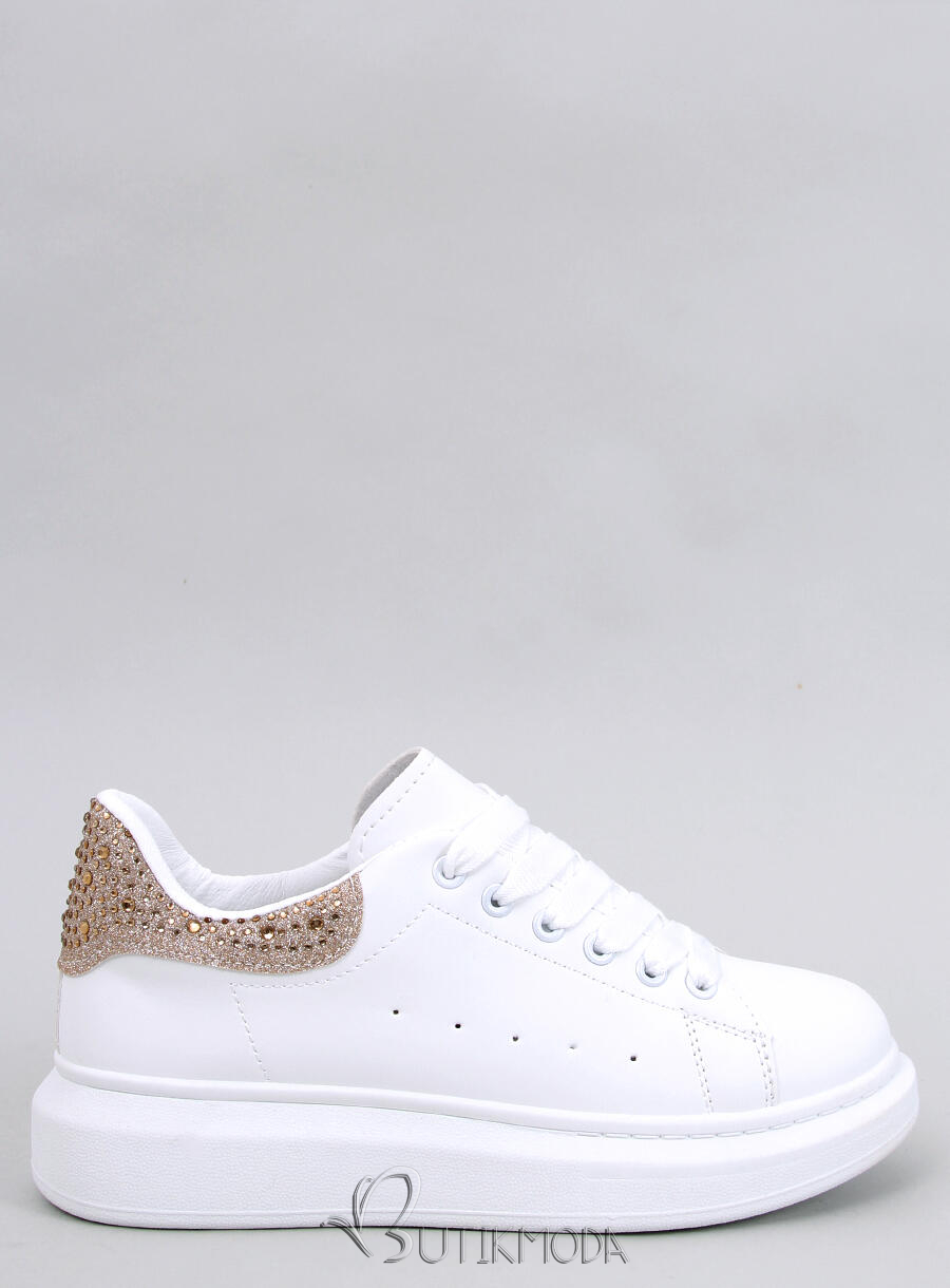 Plateau-Sneaker mit Zirkonen white/champagne