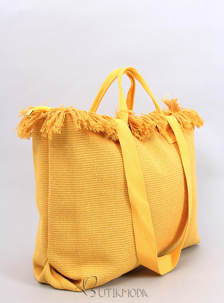 Strandtasche im Boho-Stil mit Quasten Gelb