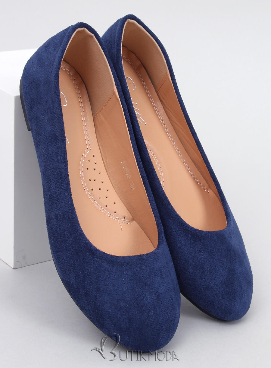 Ballerinas aus Wildleder mit runder Spitze Navy