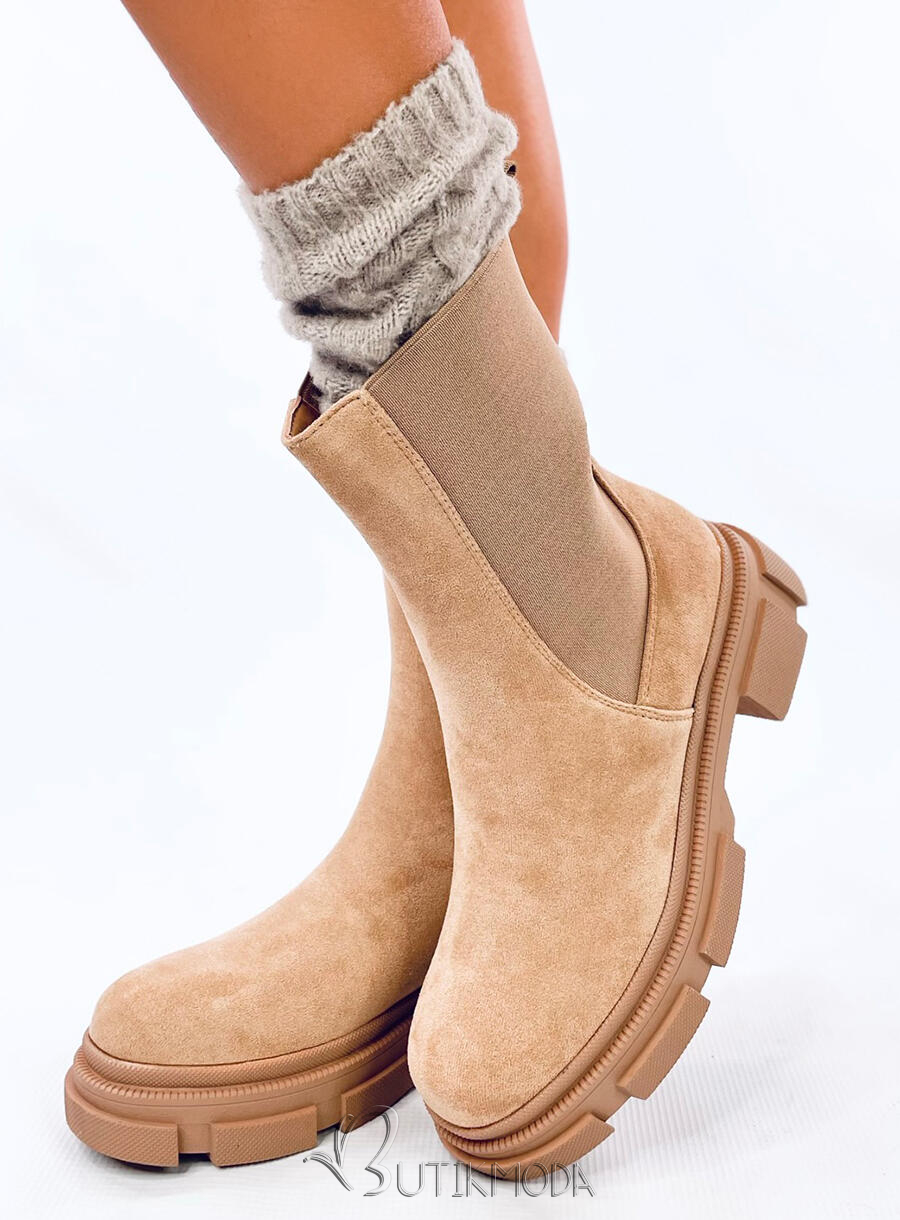 Chelsea Stiefel aus Wildleder Beige