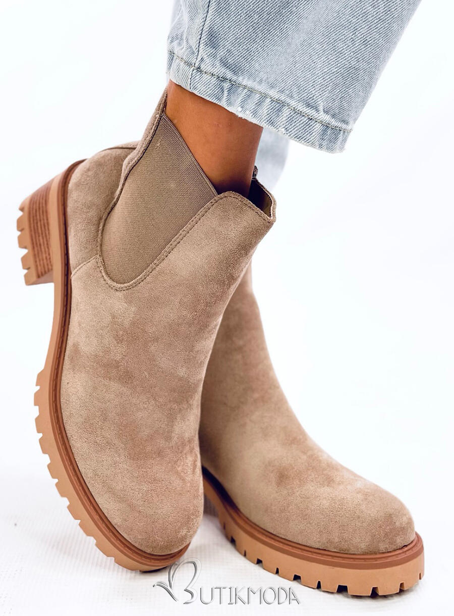 Chelsea Boots mit Absatz Beige