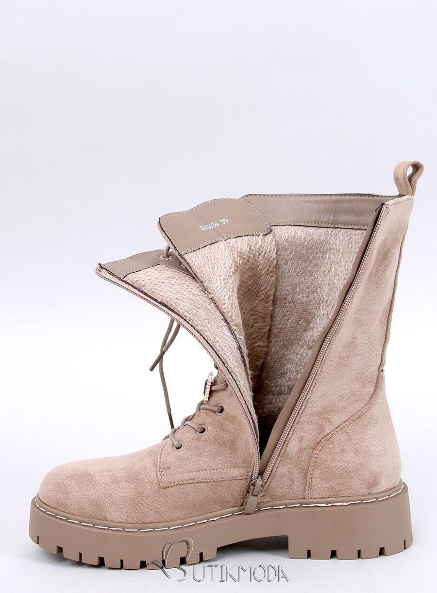 Beige Schnürstiefel BERLIN