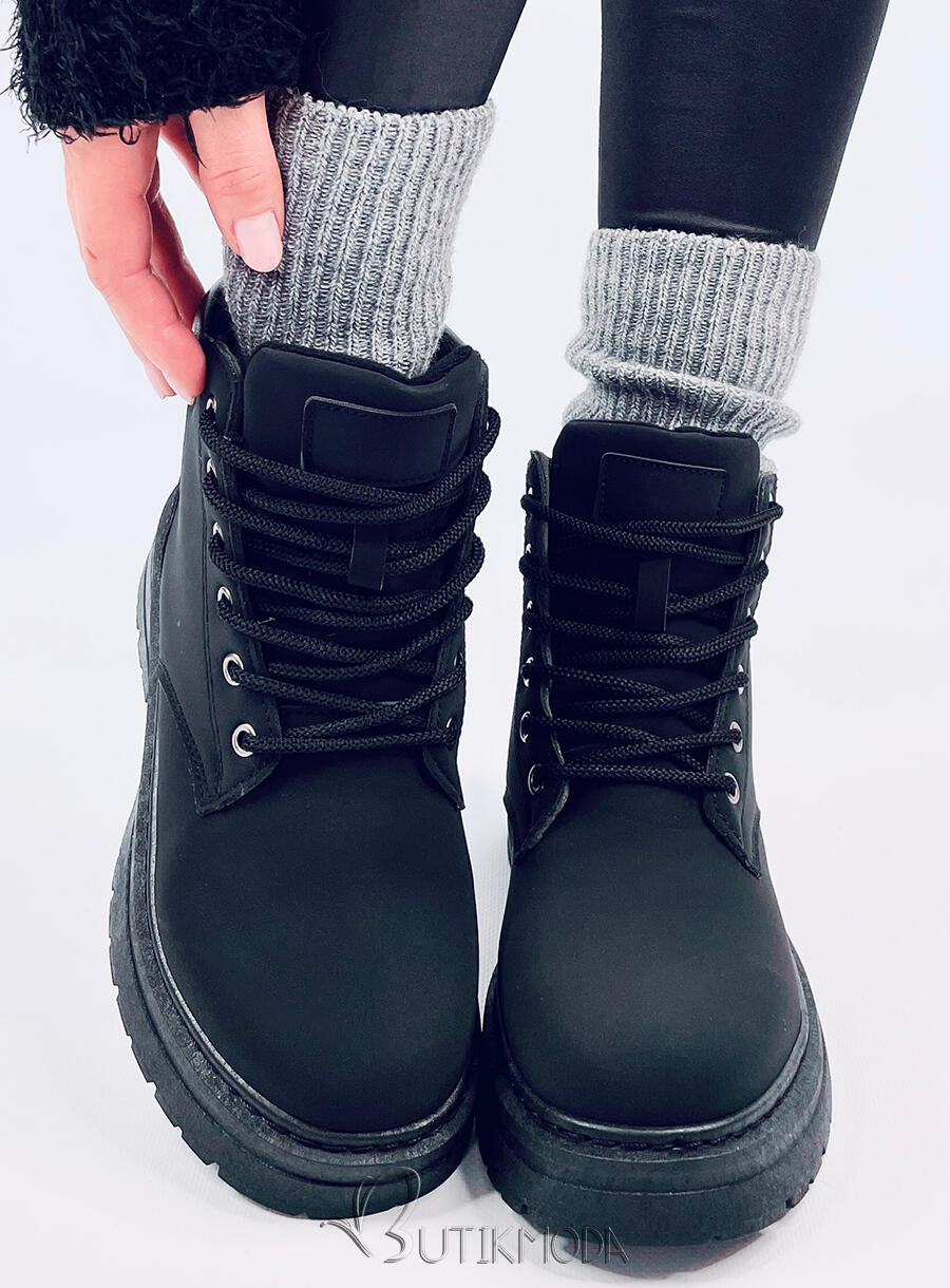 Schnürstiefelette für den Winter Schwarz