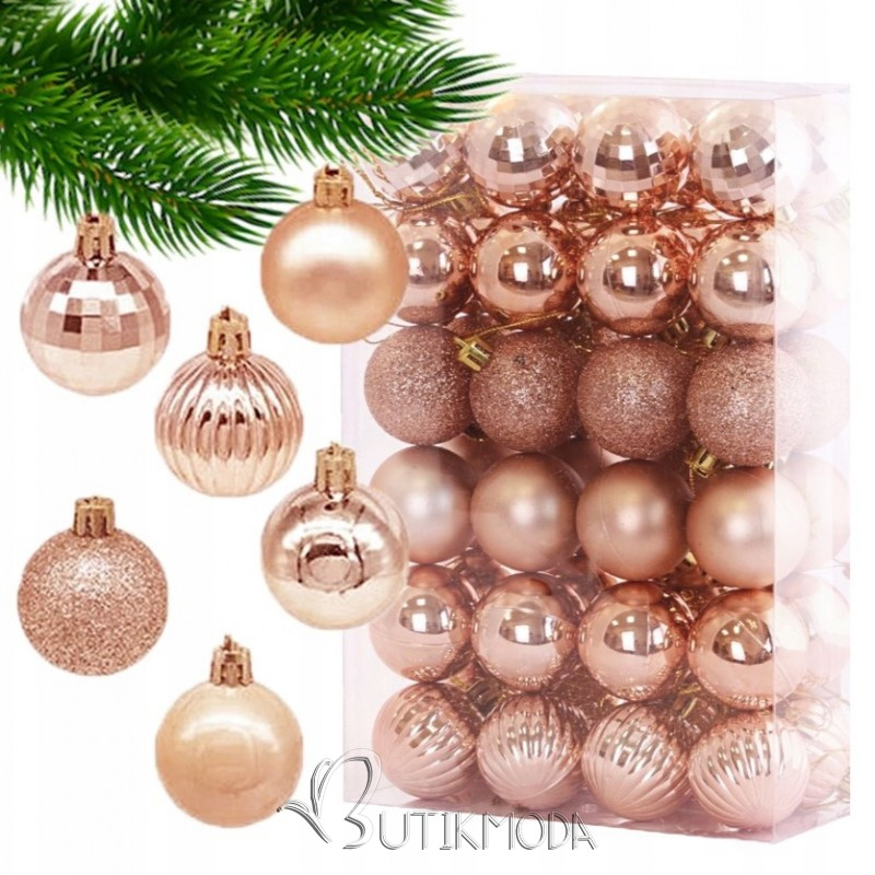 Set mit 48 Ornamenten, Rose Gold, Durchmesser 3.5 cm