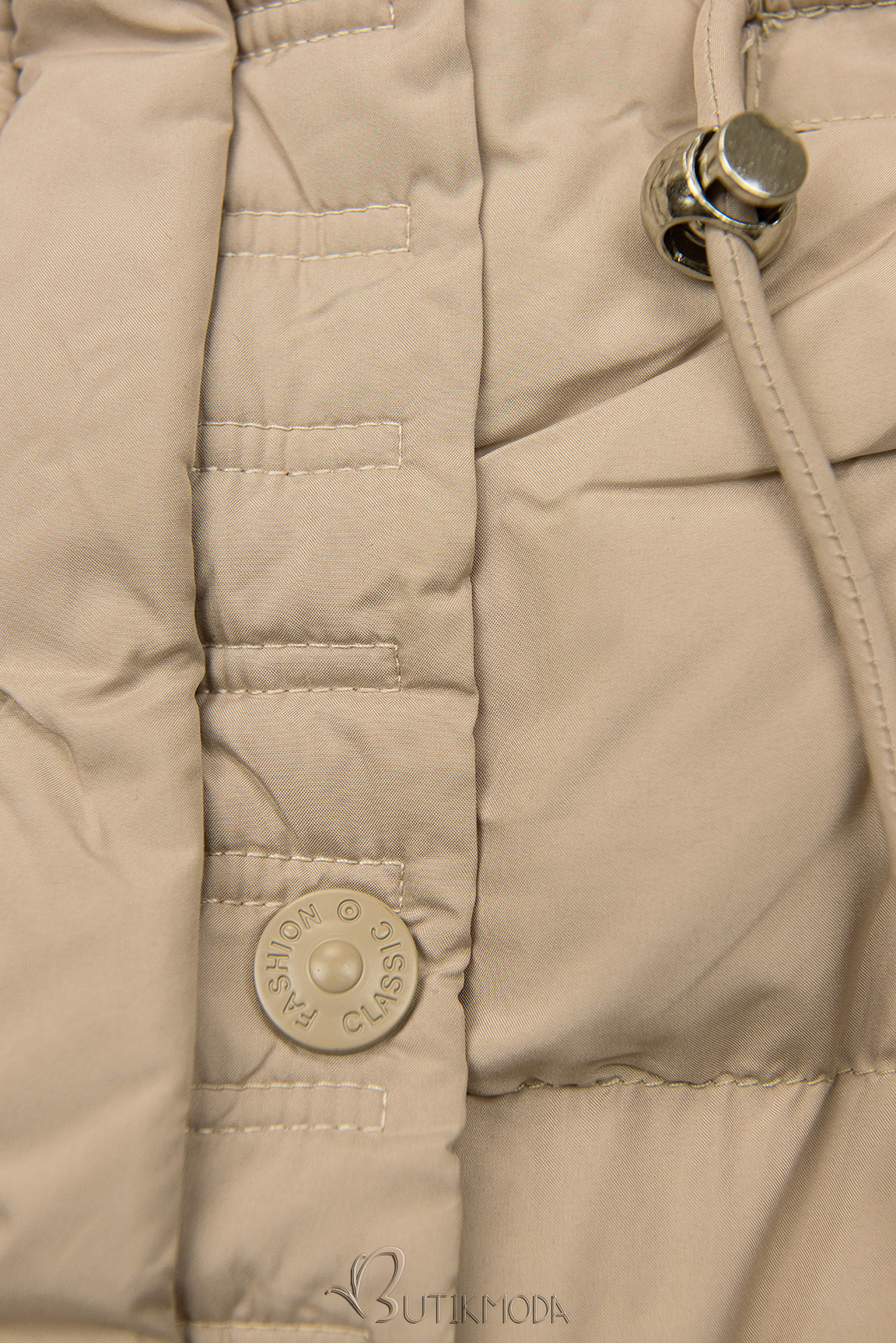 Winterjacke mit Kordelzug in der Taille Beige