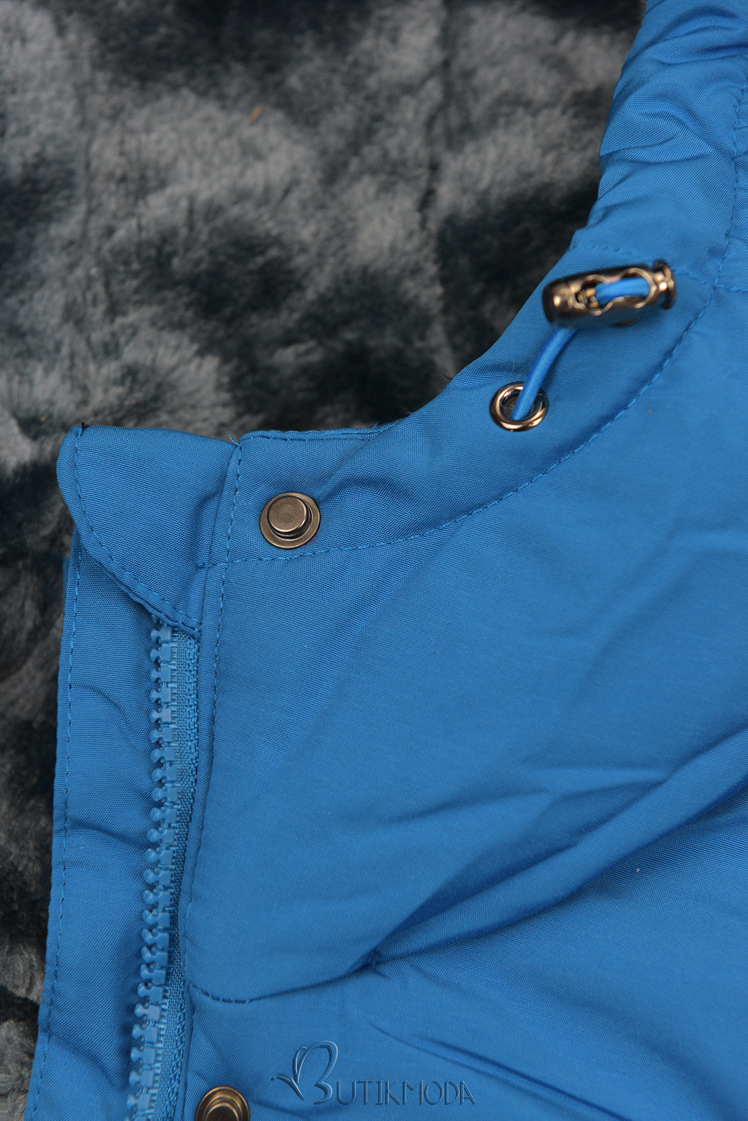 Winterjacke mit Teddy-Futter kobaltblau/grau