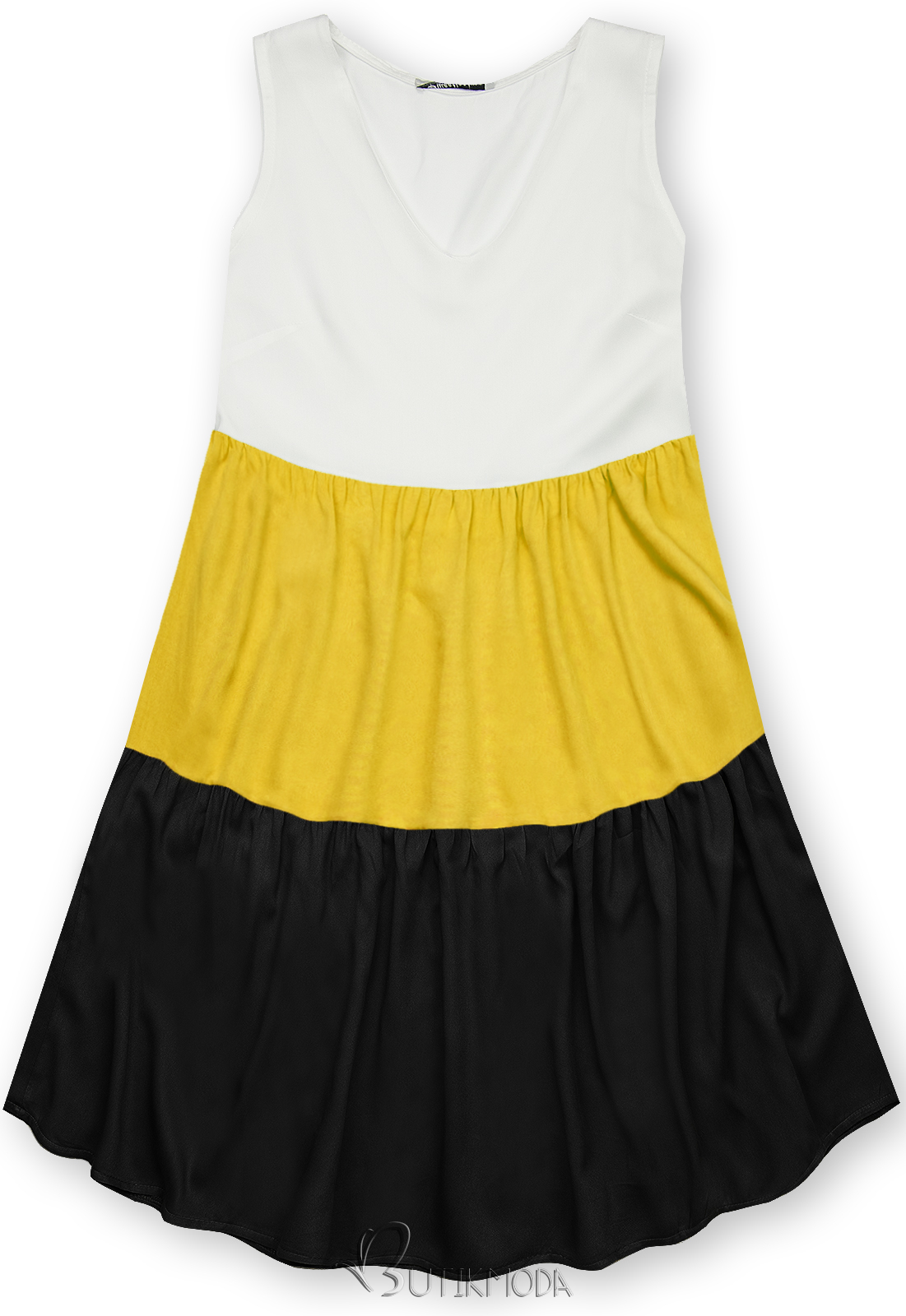 Kleid mit Color-Blocking-Optik gelb/schwarz