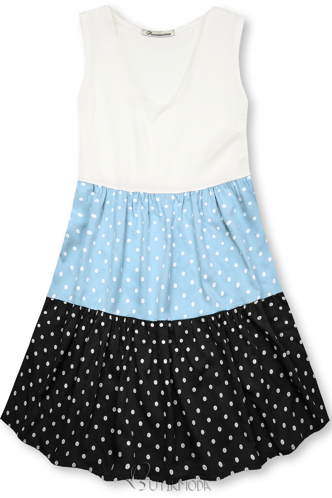 Kleid mit Punktedruck blau/schwarz