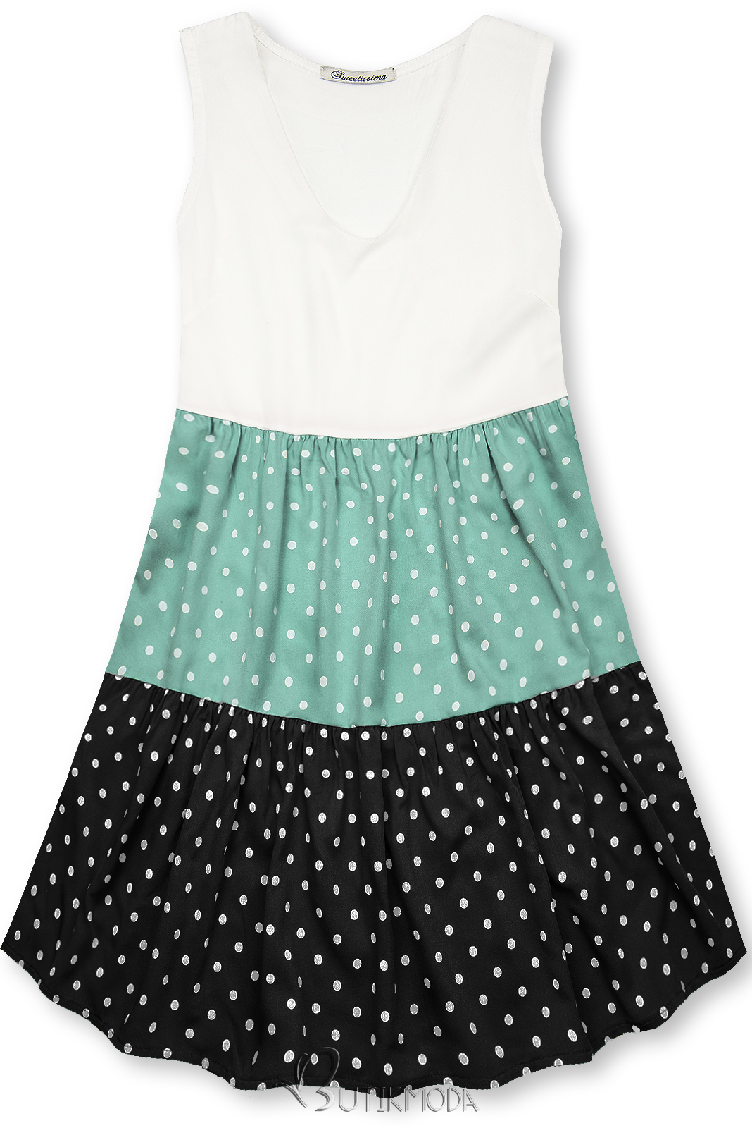 Kleid mit Punktedruck minzgrün/schwarz