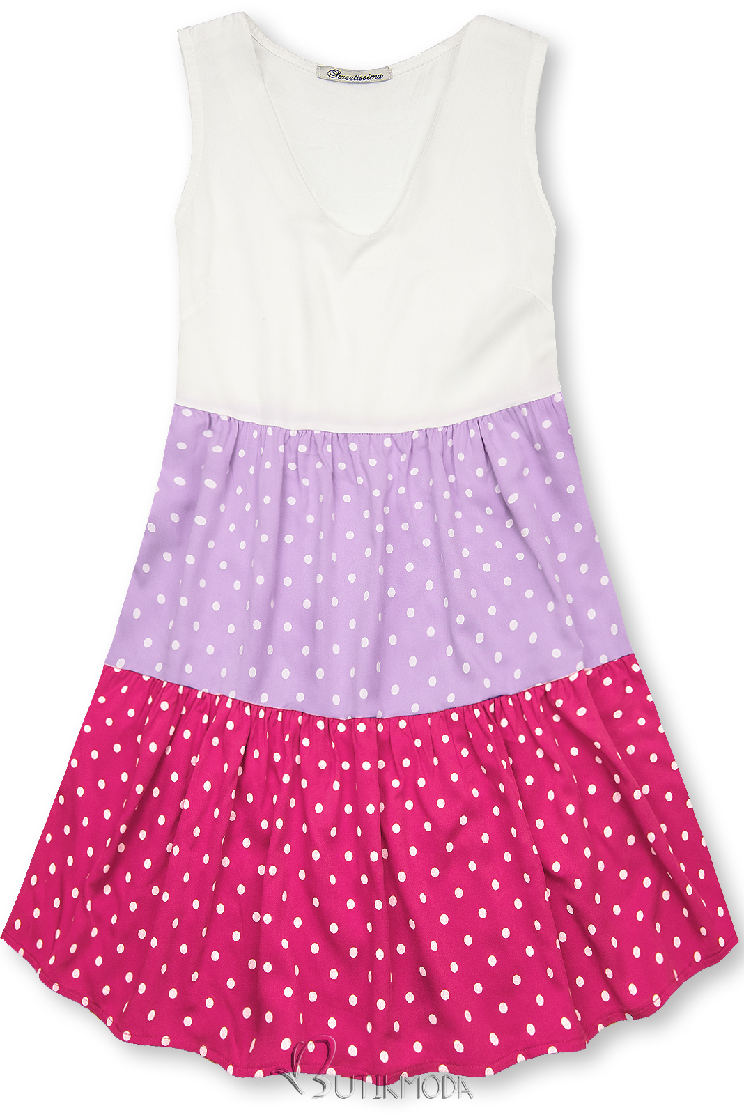 Kleid mit Punktedruck lila/rosa