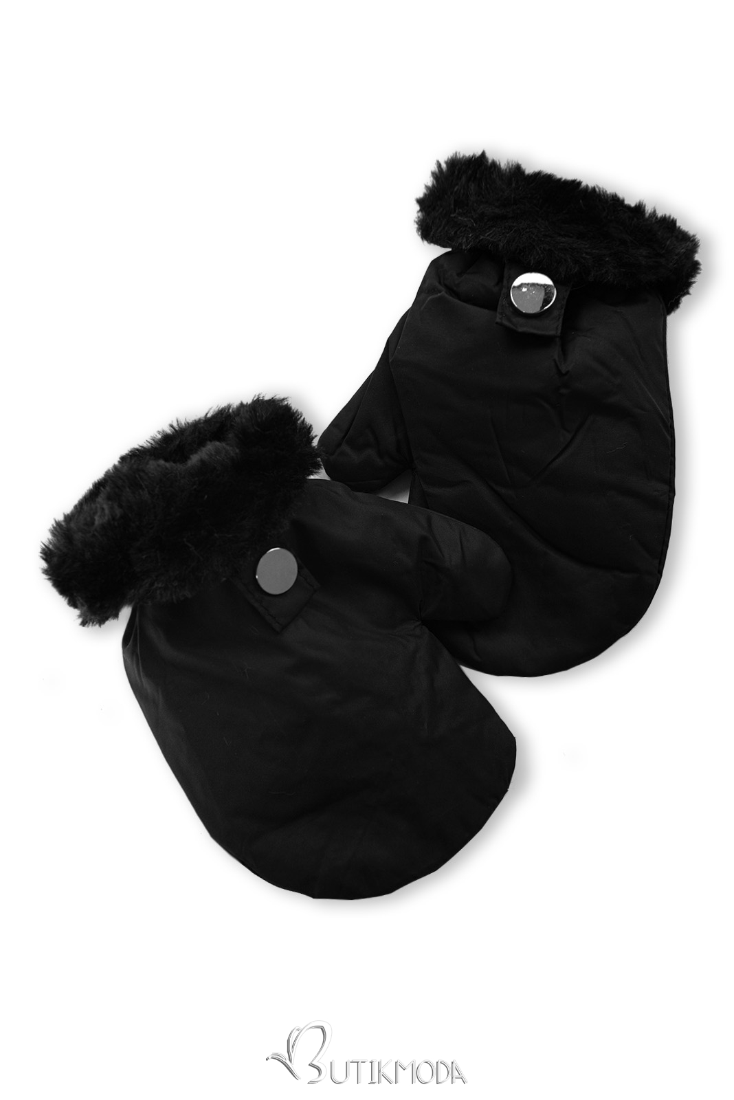 Winterjacke für Mädchen mit Handschuhen Schwarz