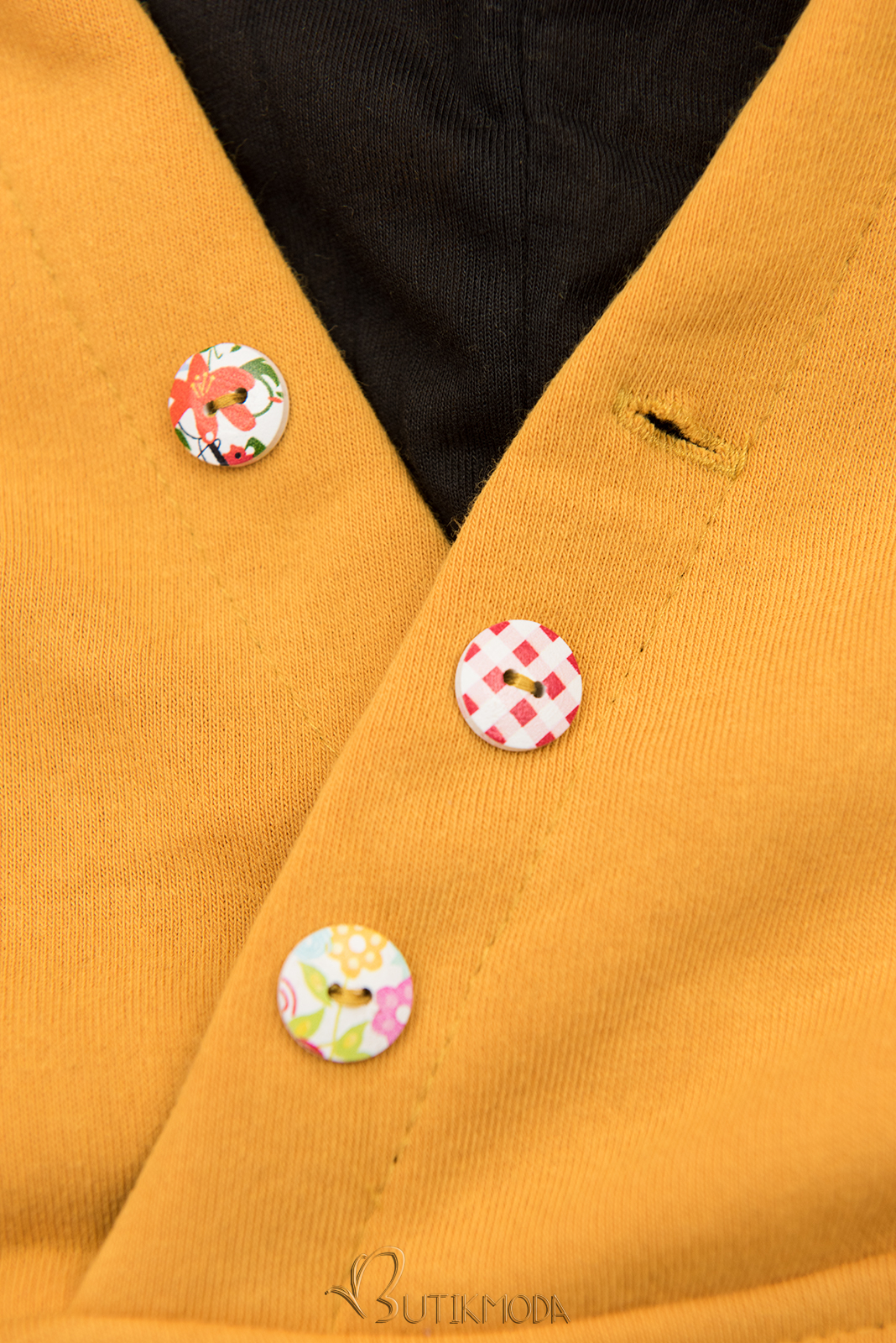Verlängerte Sweatshirt mit Kapuze gelb/grau/schwarz