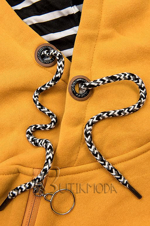 Sweatshirt/Sweatkleid mit Kapuze gelb