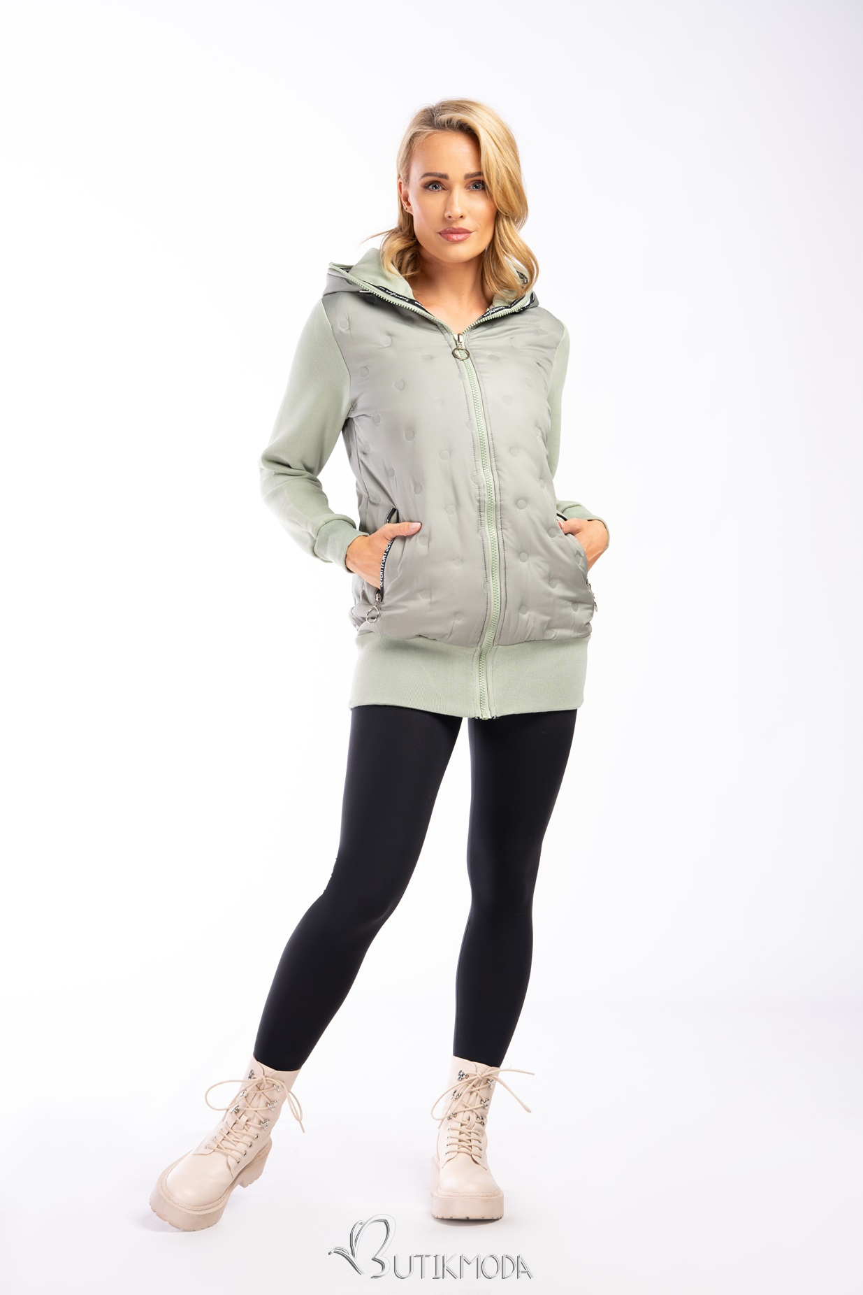 Sweatjacke mit gepunktetem Muster SPORTY Schwarz