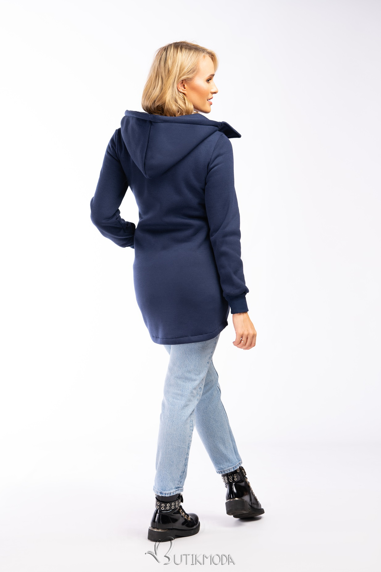 Sweatjacke mit strukturiertem Material Dunkelblau