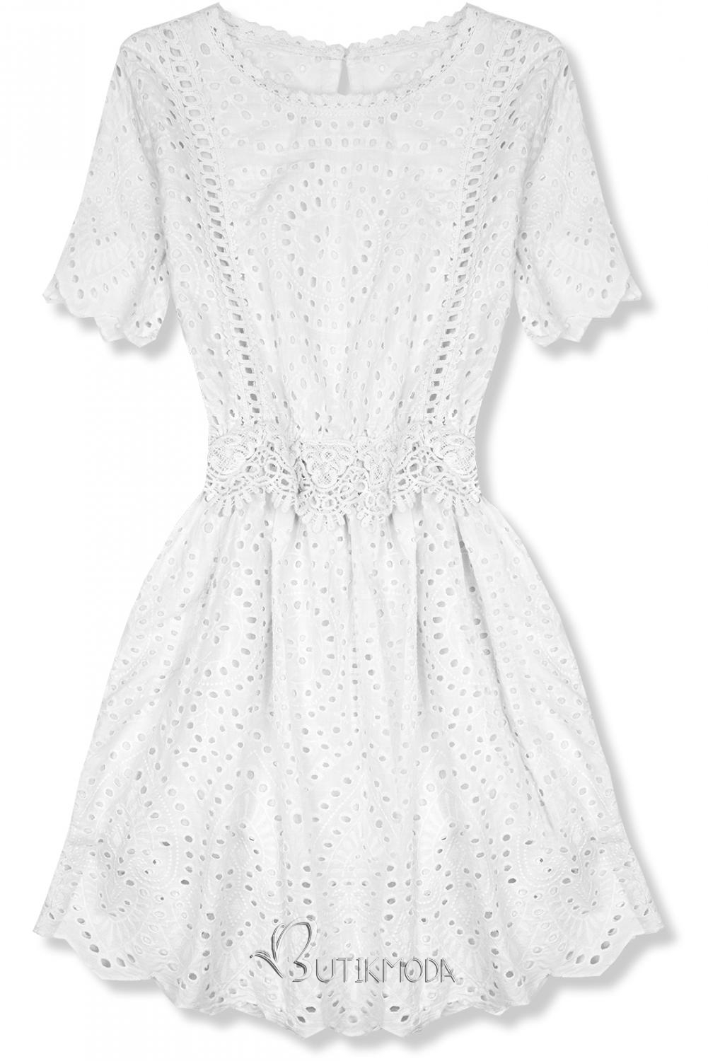 Kleid mit Lochstickerei weiß