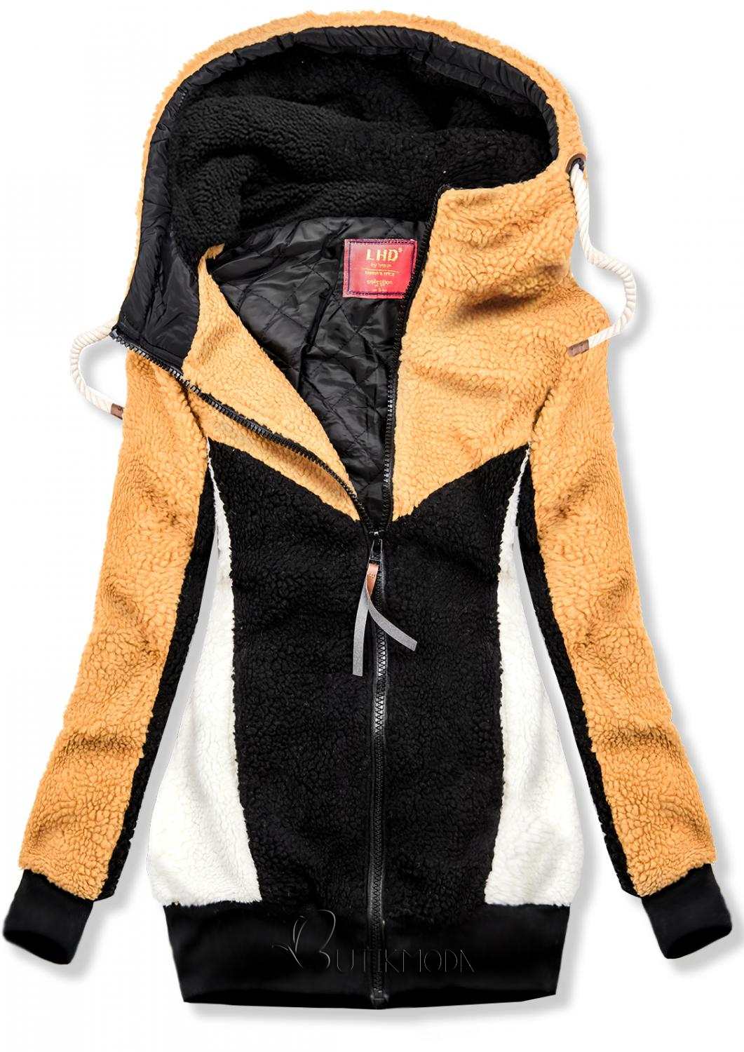 Jacke mit Kunstpelz gelb/schwarz
