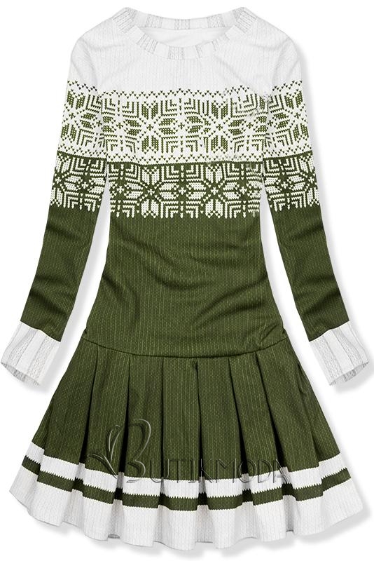 Kleid mit Wintermotiv grün