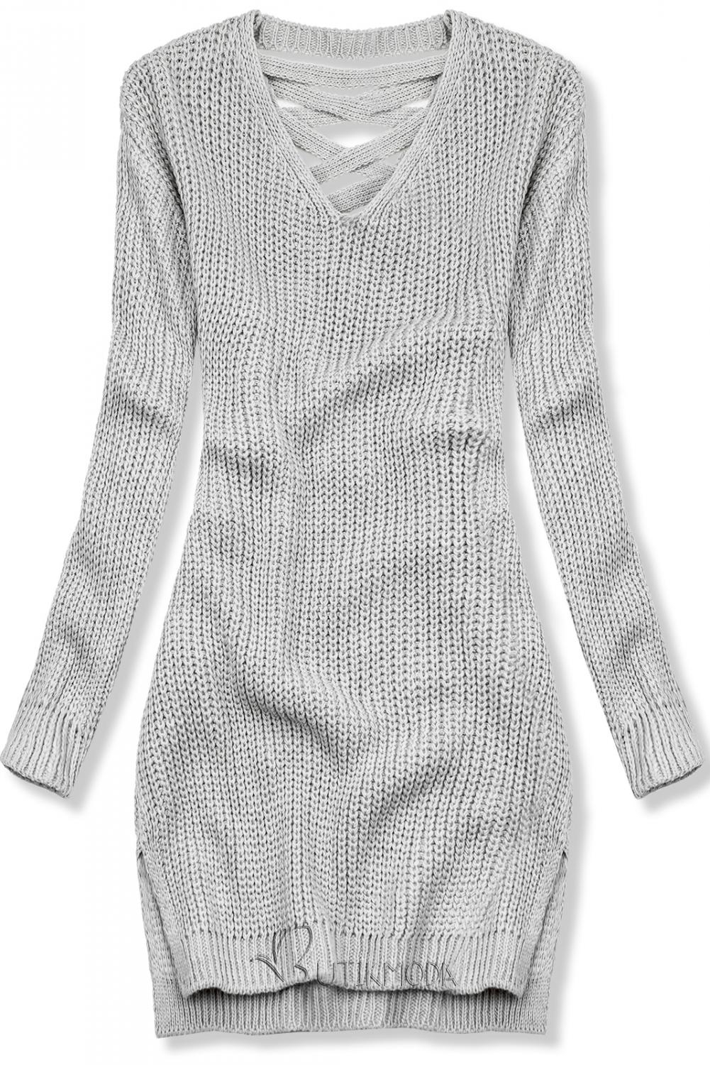Pullover mit Schnürung grau