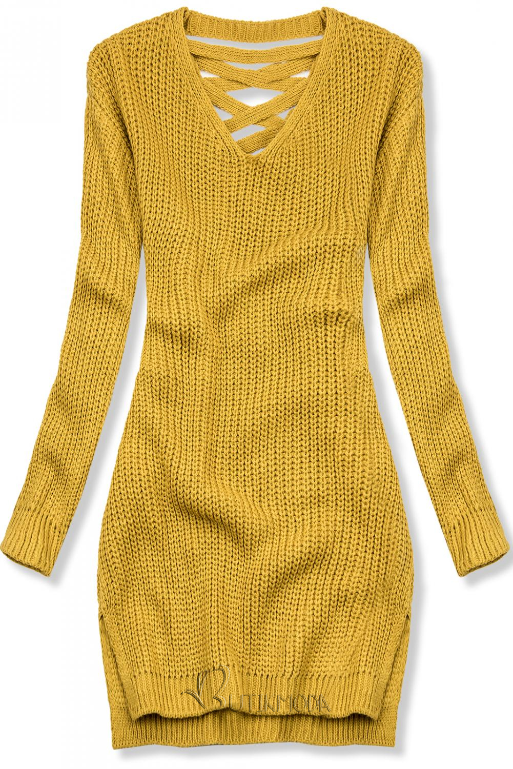Pullover mit Schnürung gelb