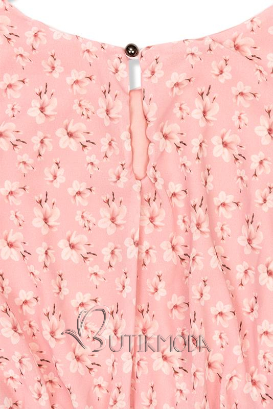 Langes Kleid mit Blumenprint rosa