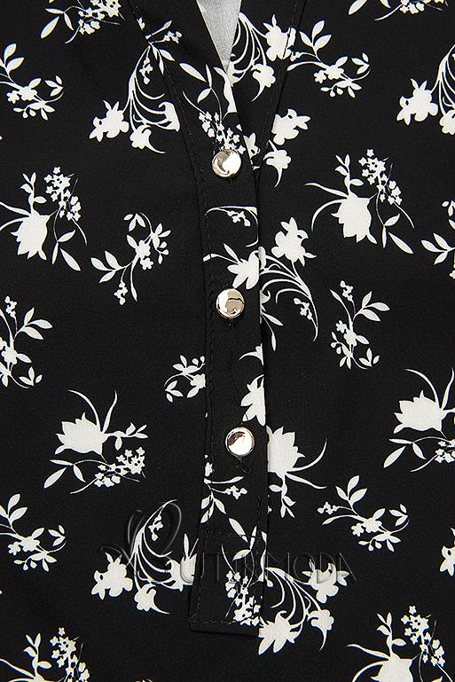 Hemd mit Blumendruck schwarz/weiß