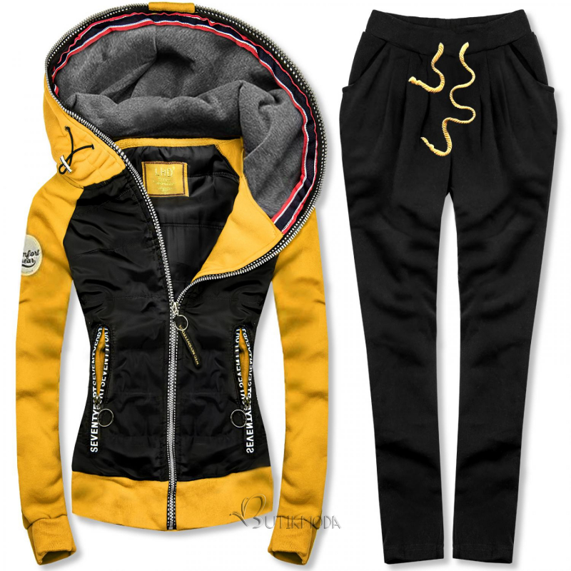 Trainingsanzug mit kombinierten Materialien gelb / schwarz